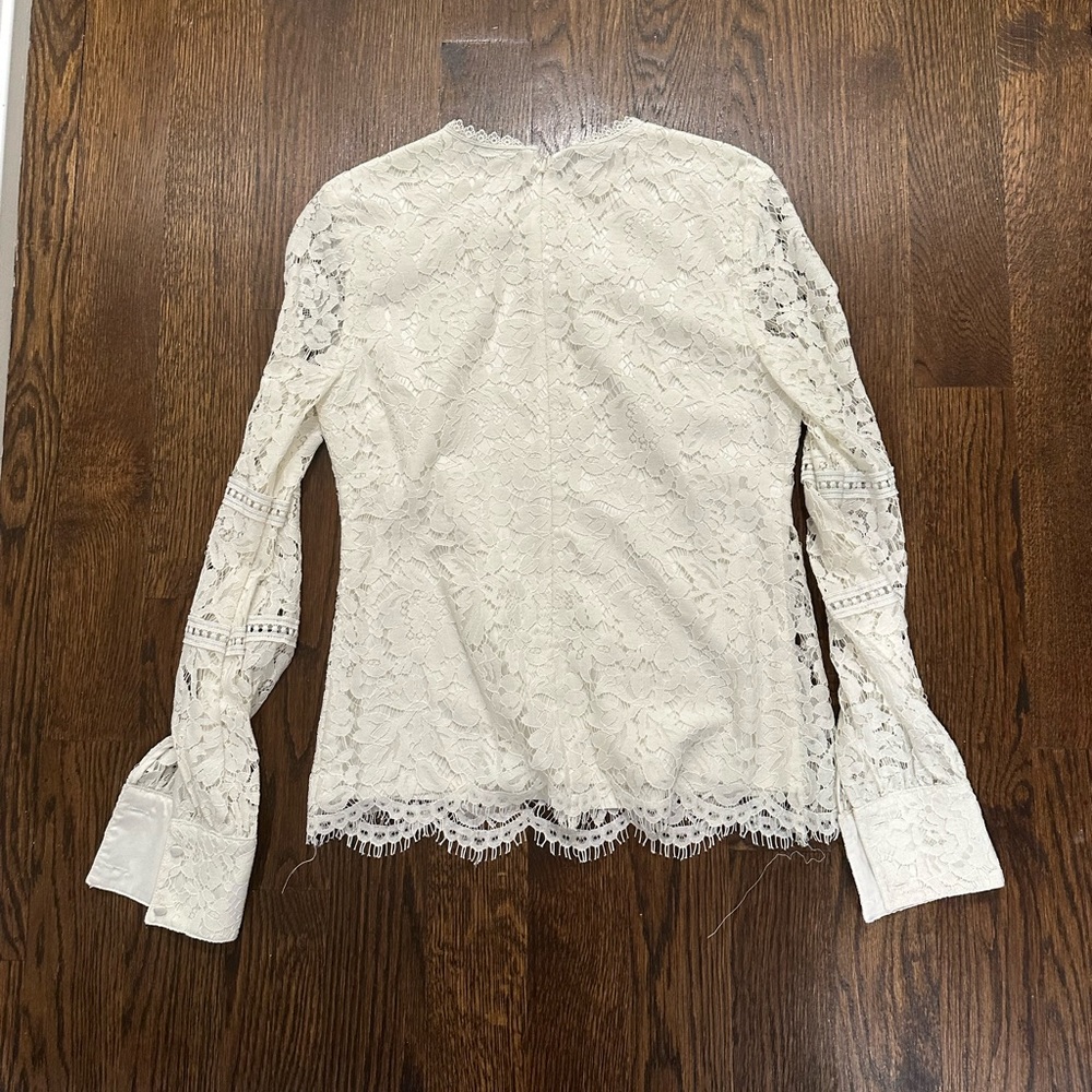 Rachel Parcell White Lace Long-Sleeve Blouse